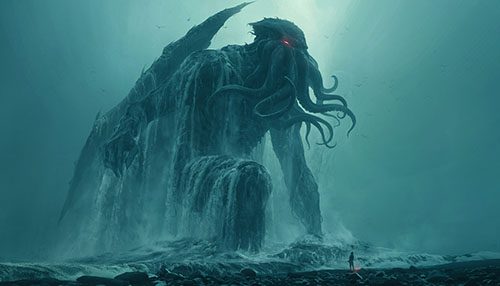 Cthulhu rises from it's lair in the sea.