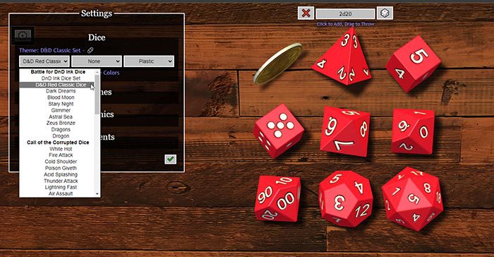 Example of 3d virtual dice set.