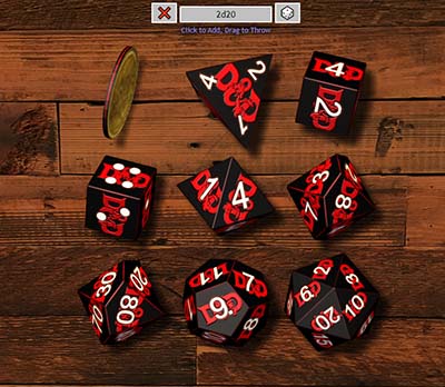 Digital dice sets of dungeons and dragons.