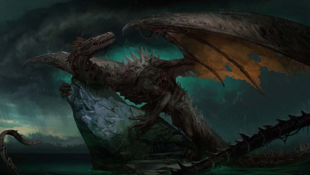 This female dragon sitting on a rock is the ruler of envy