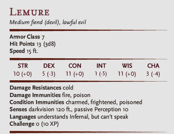 Lemure stat block improved