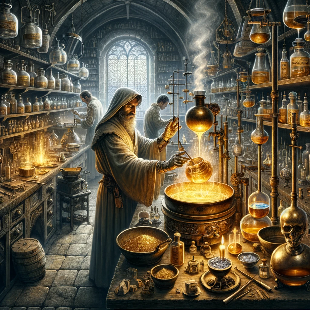 Alchemist creating in the lab